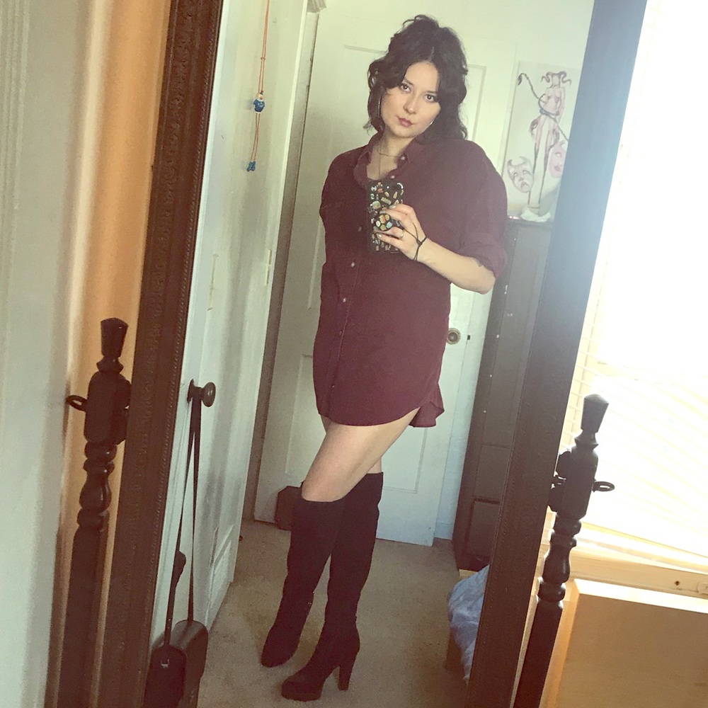 Thigh high suede black boots, barely worn.